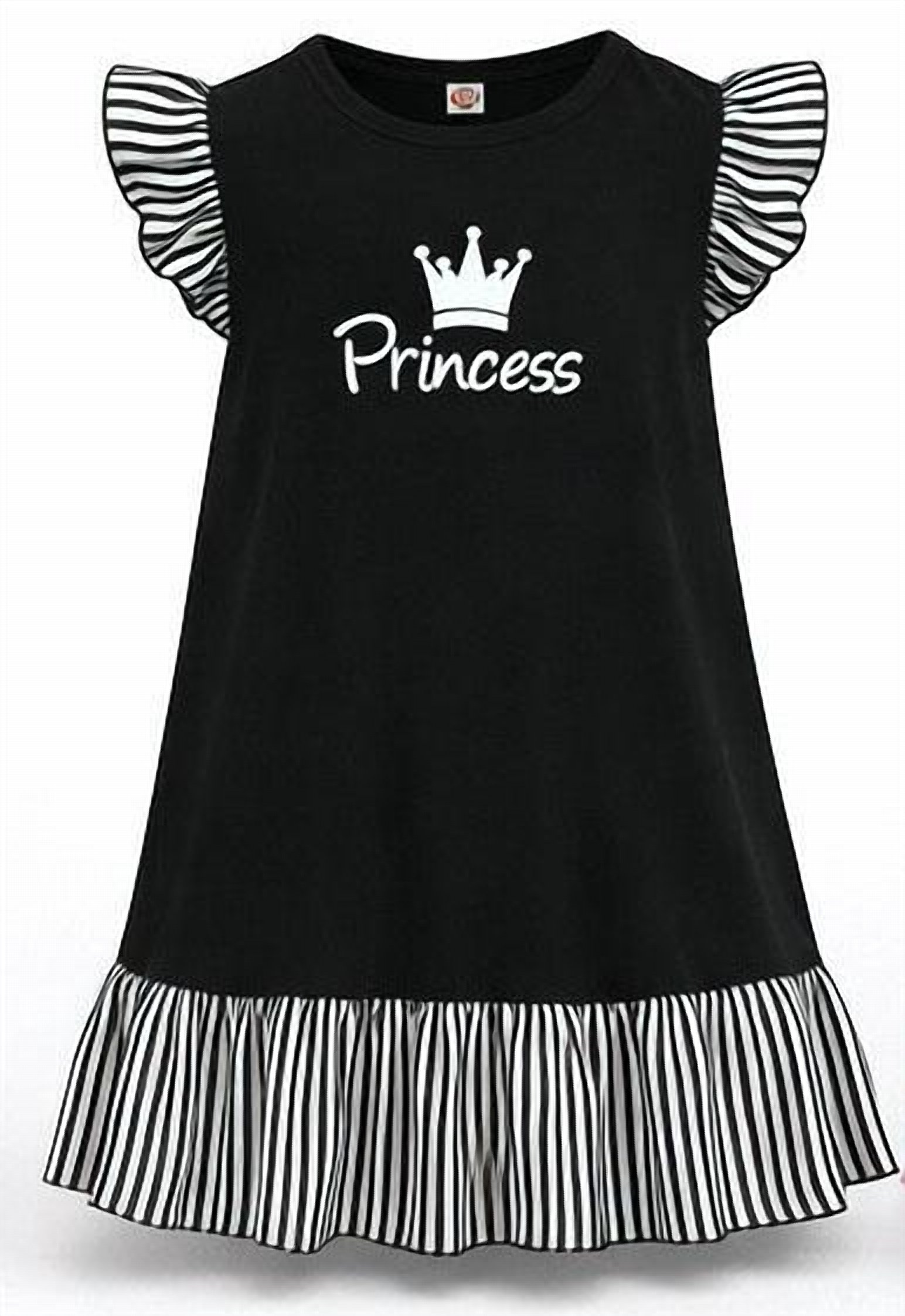 Princess Ruffle Dress, in black, flat lay