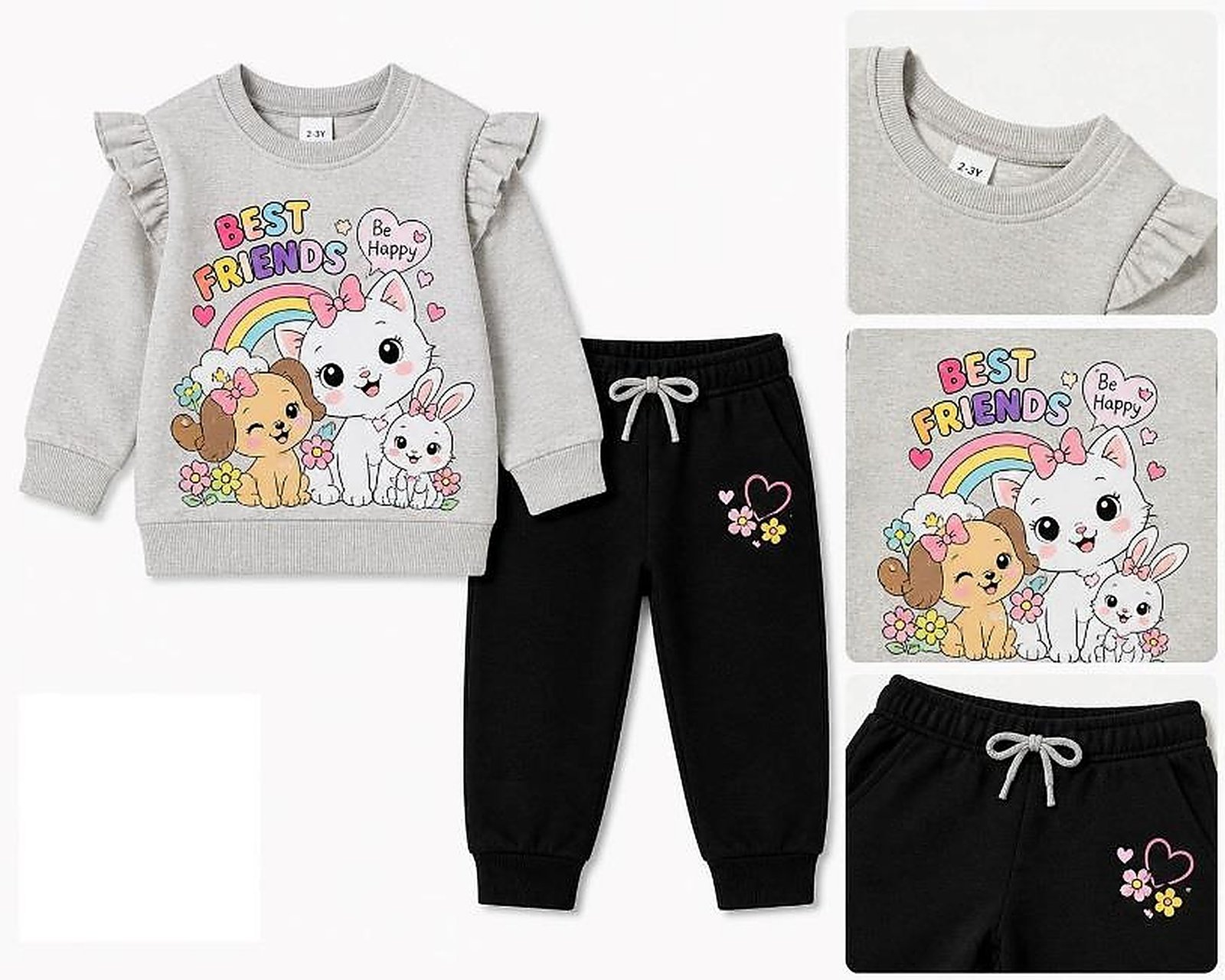 UniPosh UPK1041 Sweatshirt Set Grey flat lay